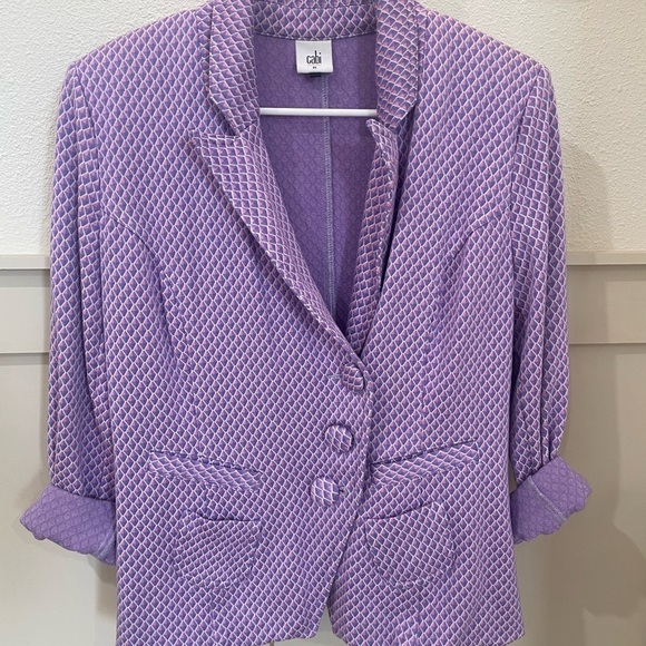 CAbi Women’s Purple Patterned Button Blazer Size Medium - Picture 5 of 9